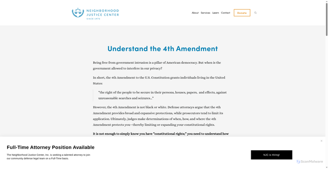 Security scan screenshot of https://www.njcinc.org/4th-amendment