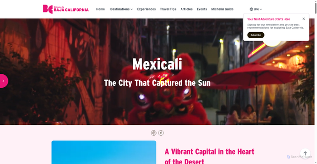 Security scan screenshot of https://www.bajacalifornia.travel/en/destinos/mexicali