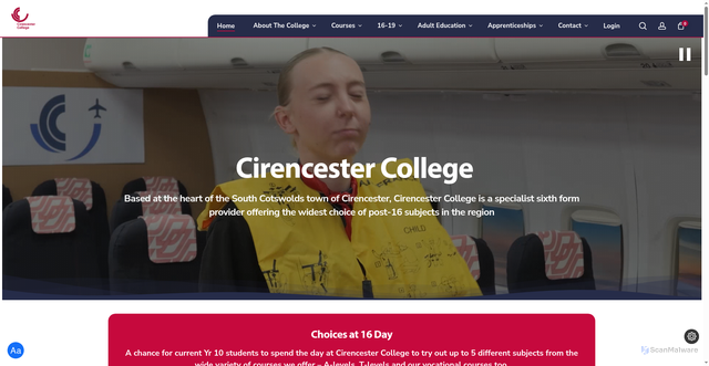 Security scan screenshot of http://www.cirencester.ac.uk