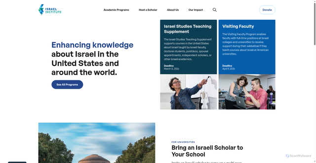Security scan screenshot of https://israelinstitute.org/