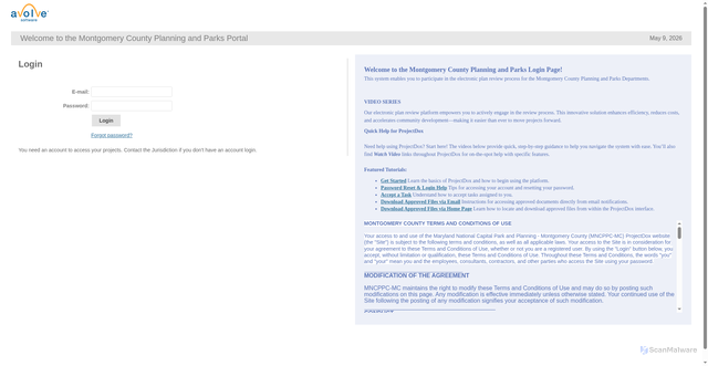 Security scan screenshot of https://montgomeryplanning-md-us.avolvecloud.com