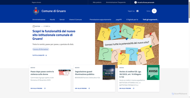 Security scan screenshot of https://www.comune.gruaro.ve.it/
