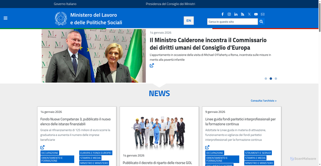Security scan screenshot of https://www.lavoro.gov.it/