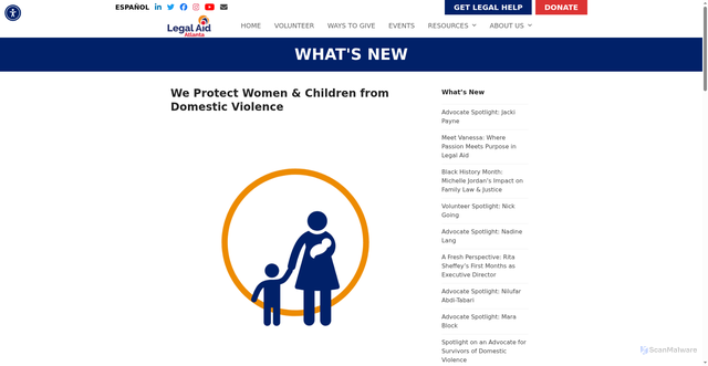 Security scan screenshot of https://atlantalegalaid.org/protecting-women-from-violence/