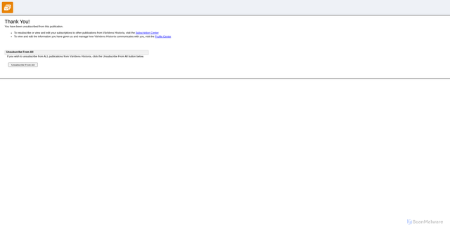 Security scan screenshot of https://click.emails.bonnierpublications.com/unsub_center.aspx?qs=ABl7InYiOjEsImQiOjQ5OTQsInAiOiJVQyJ9ADIAAAAAAcXJHd_fWozgq7g-kBeXsWQt6tLuFItVaMwXUDykd9tvO9xbOq7WiMAP59j_V_KN0YCC9PthmJYBNZi8OhURIzmyKixiS6patXw