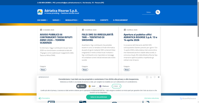 Security scan screenshot of https://www.adriaticarisorse.it