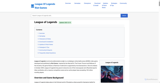 Security scan screenshot of https://www.playleagueoflegends.com/