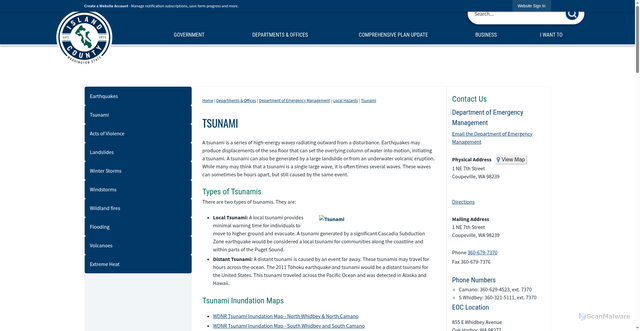 Security scan screenshot of https://www.islandcountywa.gov/468/Tsunami