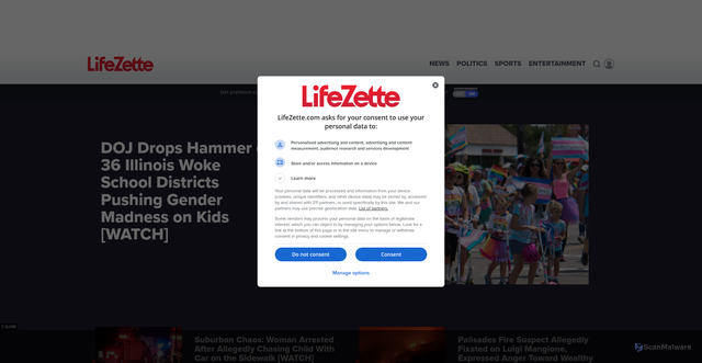 Security scan screenshot of https://lifezette.com