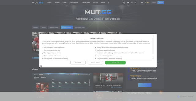 Security scan screenshot of https://mut.gg
