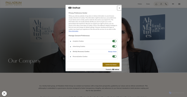 Security scan screenshot of https://www.palladiumhotelgroup.com/en/palladium-cares/our-company