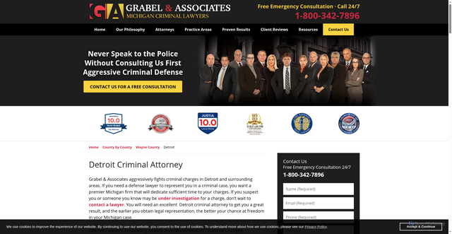 Security scan screenshot of https://www.grabellaw.com/detroit-michigan-criminal-defense.html