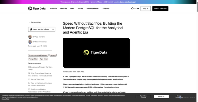 Security scan screenshot of https://tsdb.co/tigerdata