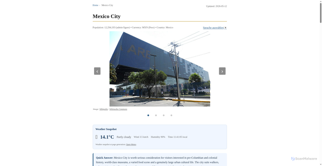 Security scan screenshot of https://worldtownguide.com/settlements/mexico-city-mexico-city-mx.html