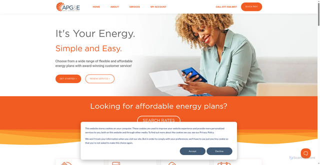 Security scan screenshot of https://www.apge.com/