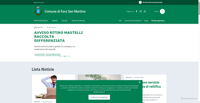 Security scan screenshot of https://comune.farasanmartino.ch.it/