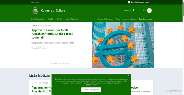 Security scan screenshot of https://comune.cellere.vt.it/