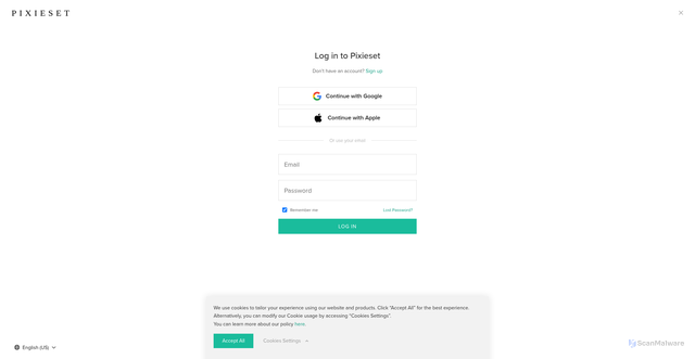 Security scan screenshot of accounts.pixieset.com