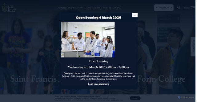 Security scan screenshot of https://www.sfx.ac.uk/