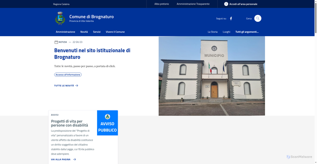 Security scan screenshot of https://www.comune.brognaturo.vv.it