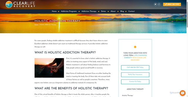 Security scan screenshot of https://clearliferecovery.com/holistic-addiction-therapy/