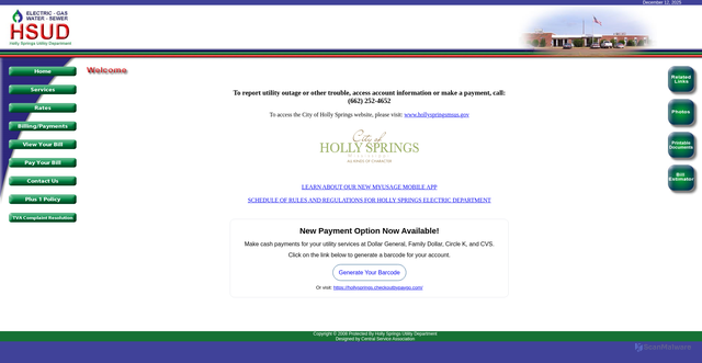 Security scan screenshot of https://hsutilitiesms.gov/