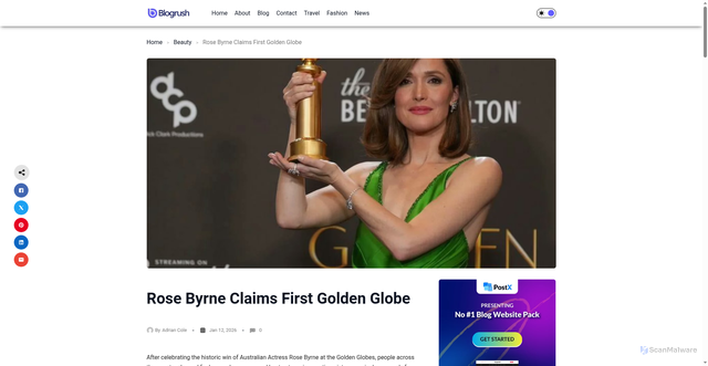 Security scan screenshot of https://theblogrush.com/rose-byrne/
