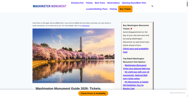 Security scan screenshot of https://washington-monument.org/
