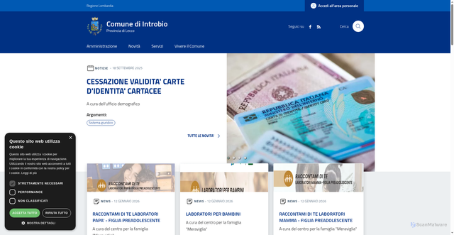 Security scan screenshot of https://www.comune.introbio.lc.it/