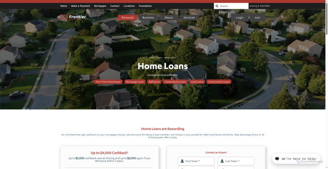 Security scan screenshot of https://frontiercreditunion.com/loans/home/
