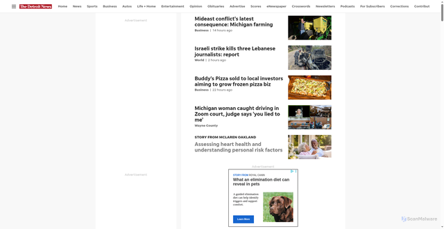 Security scan screenshot of https://www.detroitnews.com