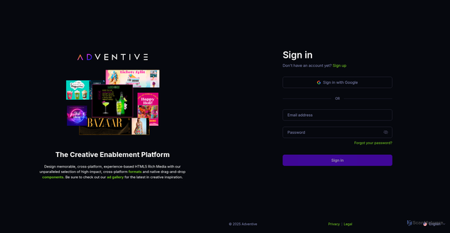 Security scan screenshot of https://ads.adventive.com