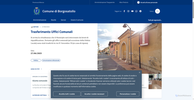 Security scan screenshot of https://www.comune.borgosatollo.bs.it/