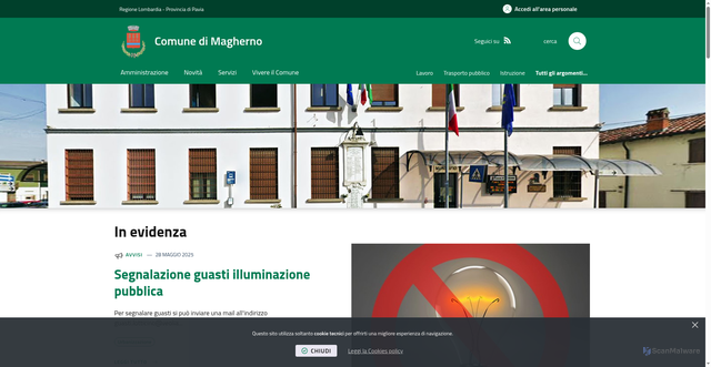 Security scan screenshot of https://www.comune.magherno.pv.it/it-it/home