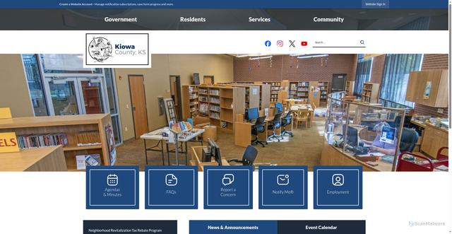 Security scan screenshot of https://www.kiowacountyks.gov/