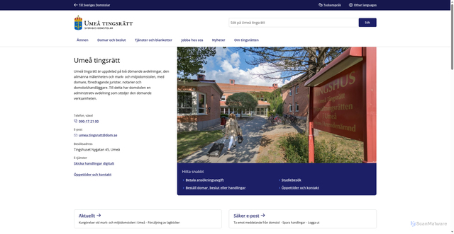 Security scan screenshot of https://www.domstol.se/umea-tingsratt/