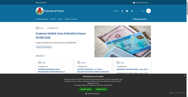 Security scan screenshot of https://www.comune.force.ap.it/it