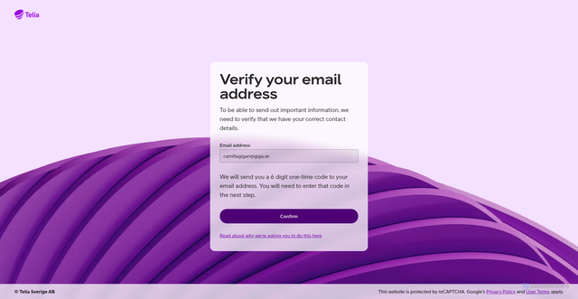 Security scan screenshot of https://identity.teliacompany.com/verify-contact/67475617?brand=telia
