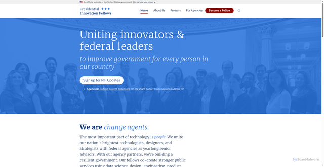 Security scan screenshot of https://presidentialinnovationfellows.gov/