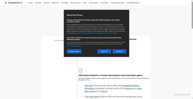 Security scan screenshot of https://buckeyeswire.usatoday.com/story/sports/college/buckeyes/football/2025/11/15/ohio-state-football-vs-ucla-tv-schedule-time-streaming-info-buckeyes/87282018007/