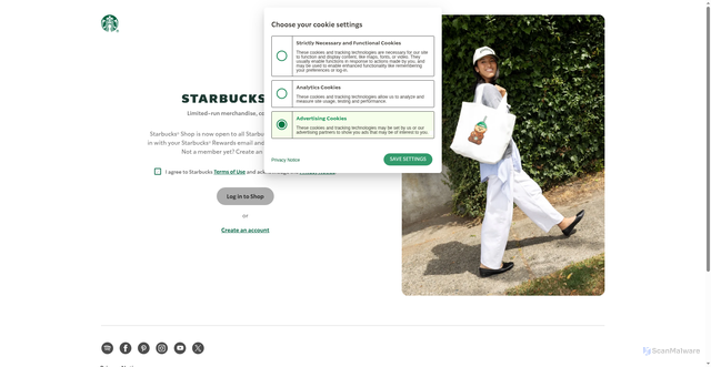 Security scan screenshot of https://www.shop.starbucks.com/