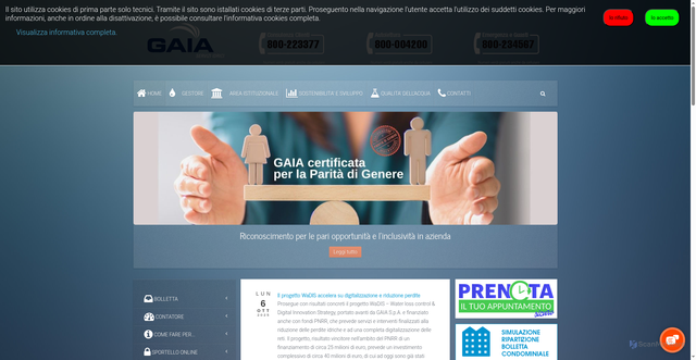 Security scan screenshot of https://www.gaia-spa.it/