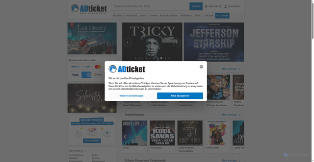 Security scan screenshot of https://adticket.de