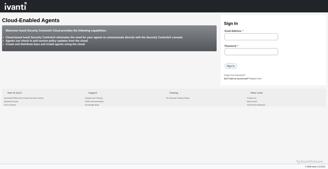 Security scan screenshot of https://isec.ivanticloud.com