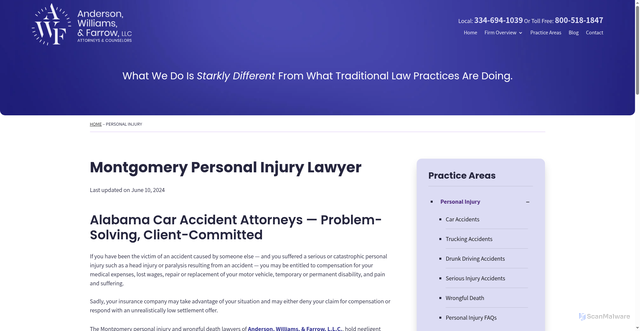 Security scan screenshot of https://www.theandersonlawfirm.com/personal-injury/