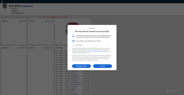 Security scan screenshot of https://bballnet.com/teams/new-mexico