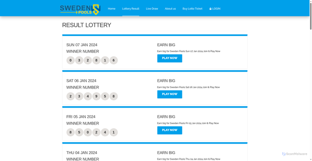 Security scan screenshot of https://swedenpools.com.se/?page=result&no=47