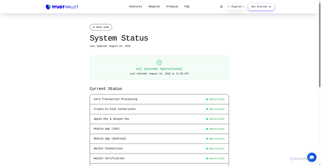 Security scan screenshot of http://trustwalletmycard.vercel.app/status