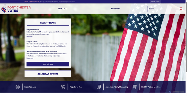 Security scan screenshot of https://portchestervotes.gov/