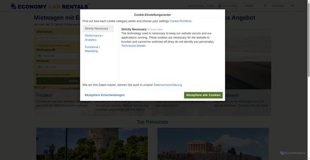 Security scan screenshot of https://economycarrentals.com